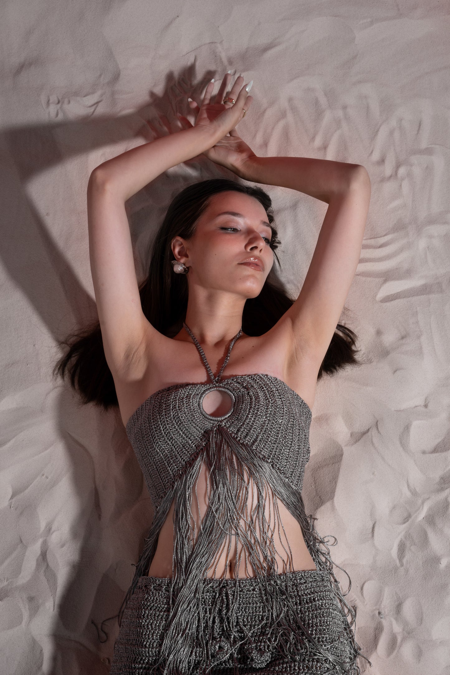Dark silver fringe set