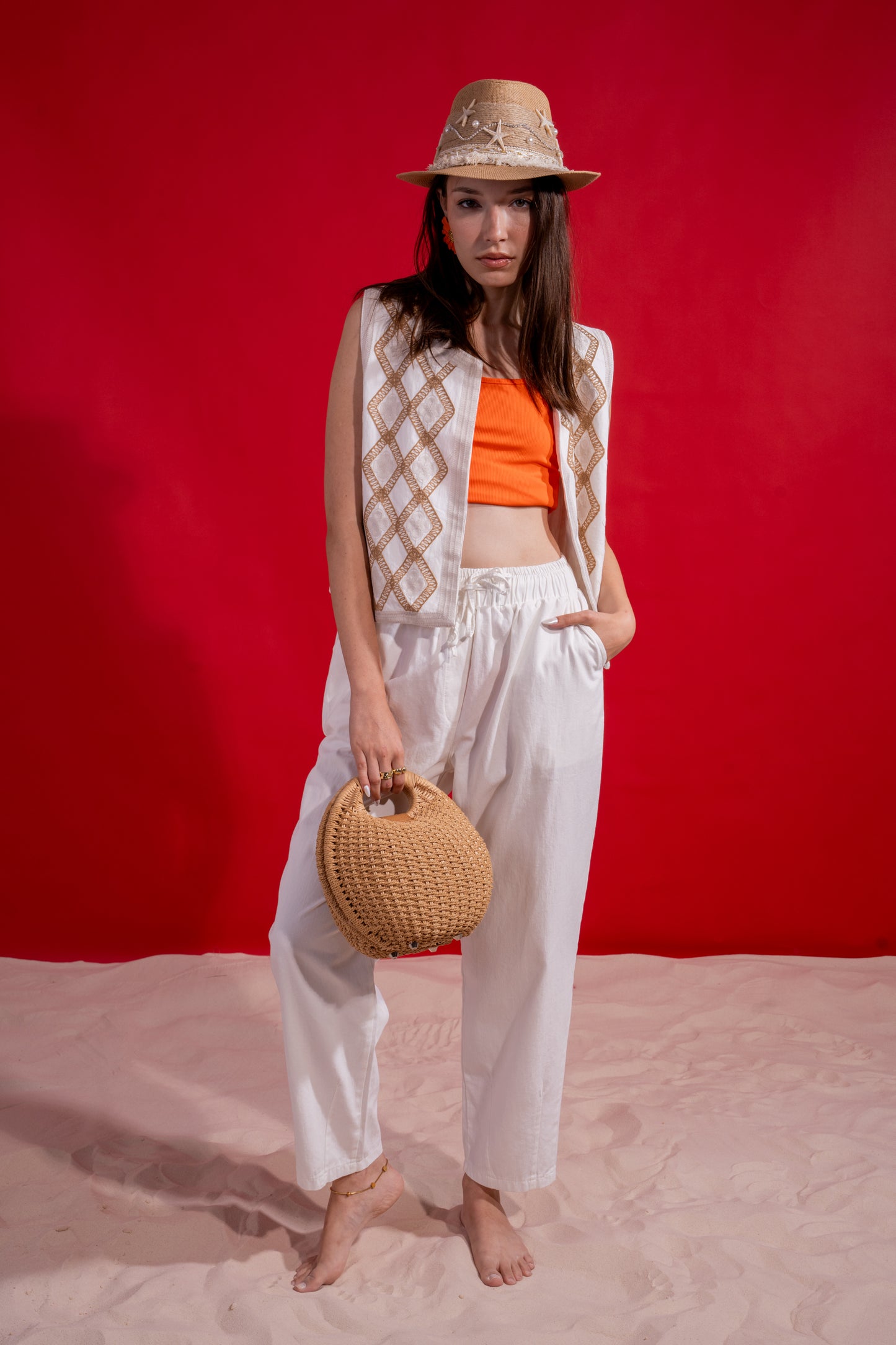 White boho patterned set