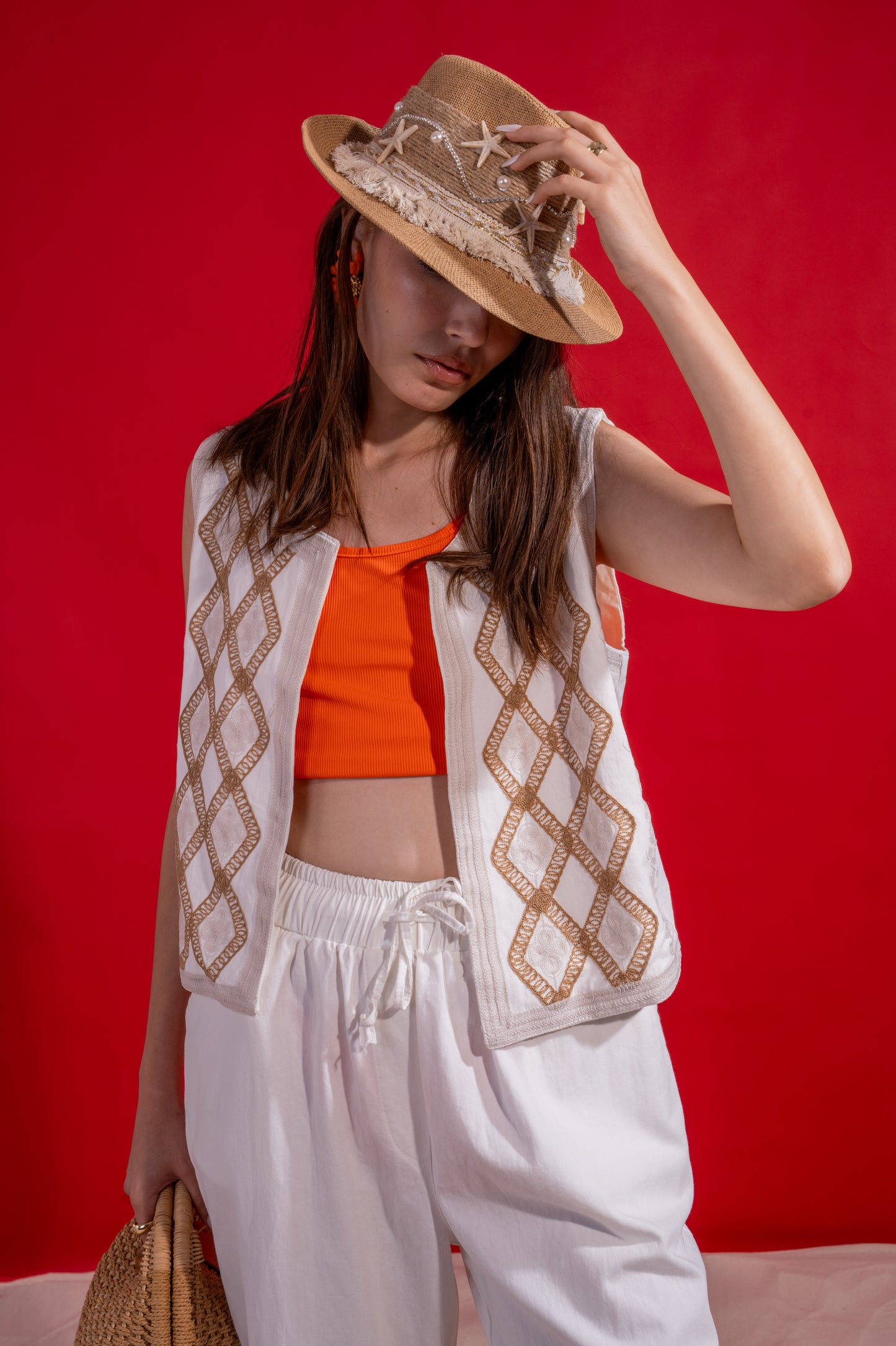 White boho patterned set