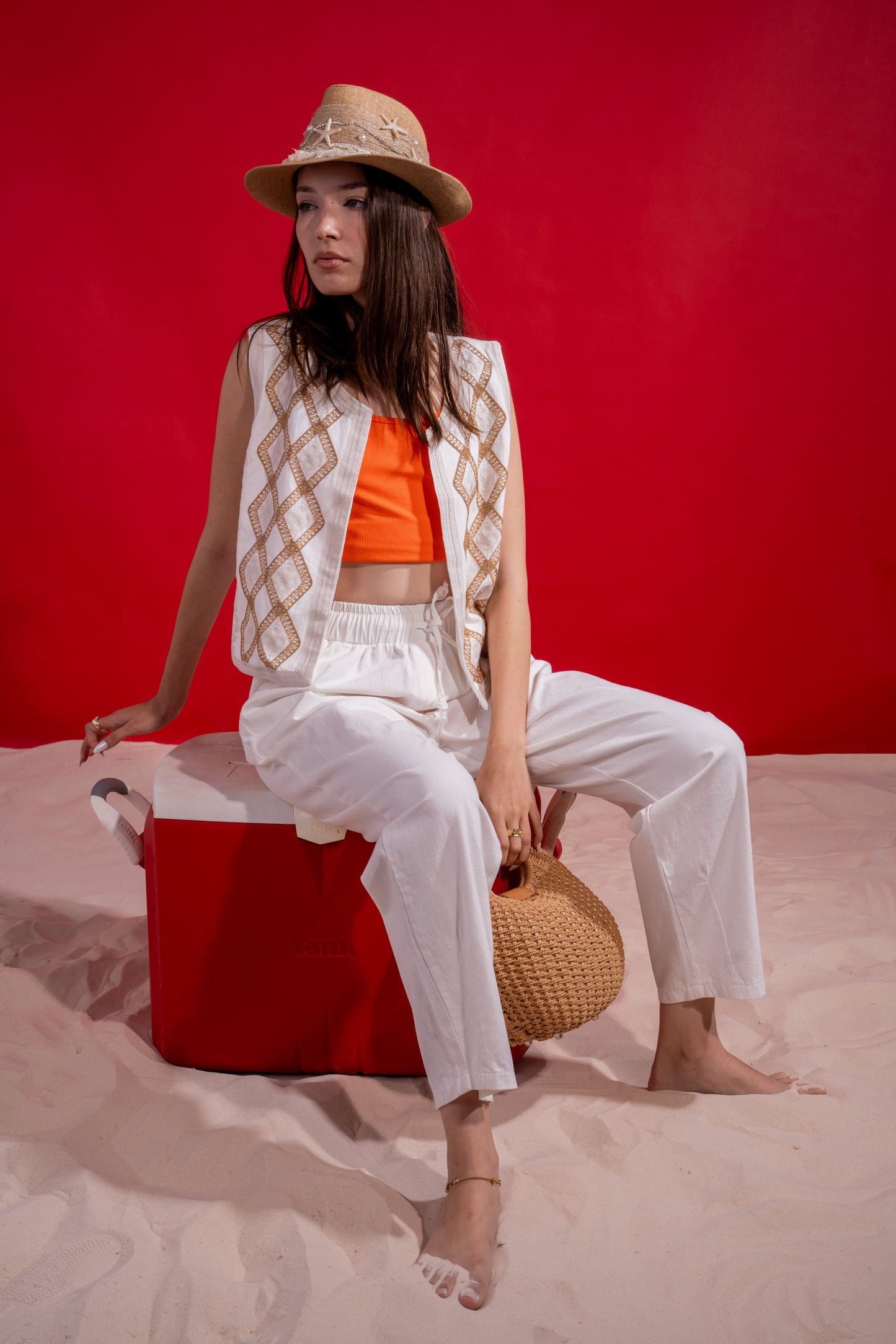 White boho patterned set