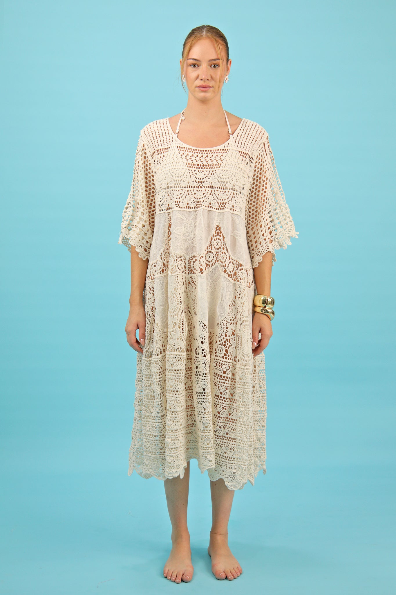 Beige Crochet Beach Dress