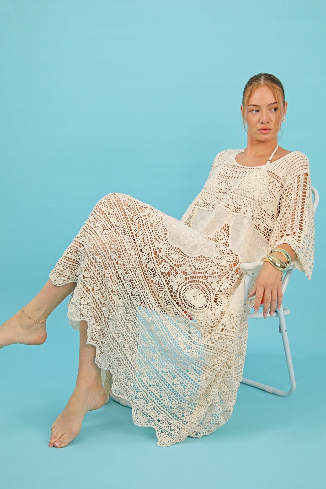 Beige Crochet Beach Dress