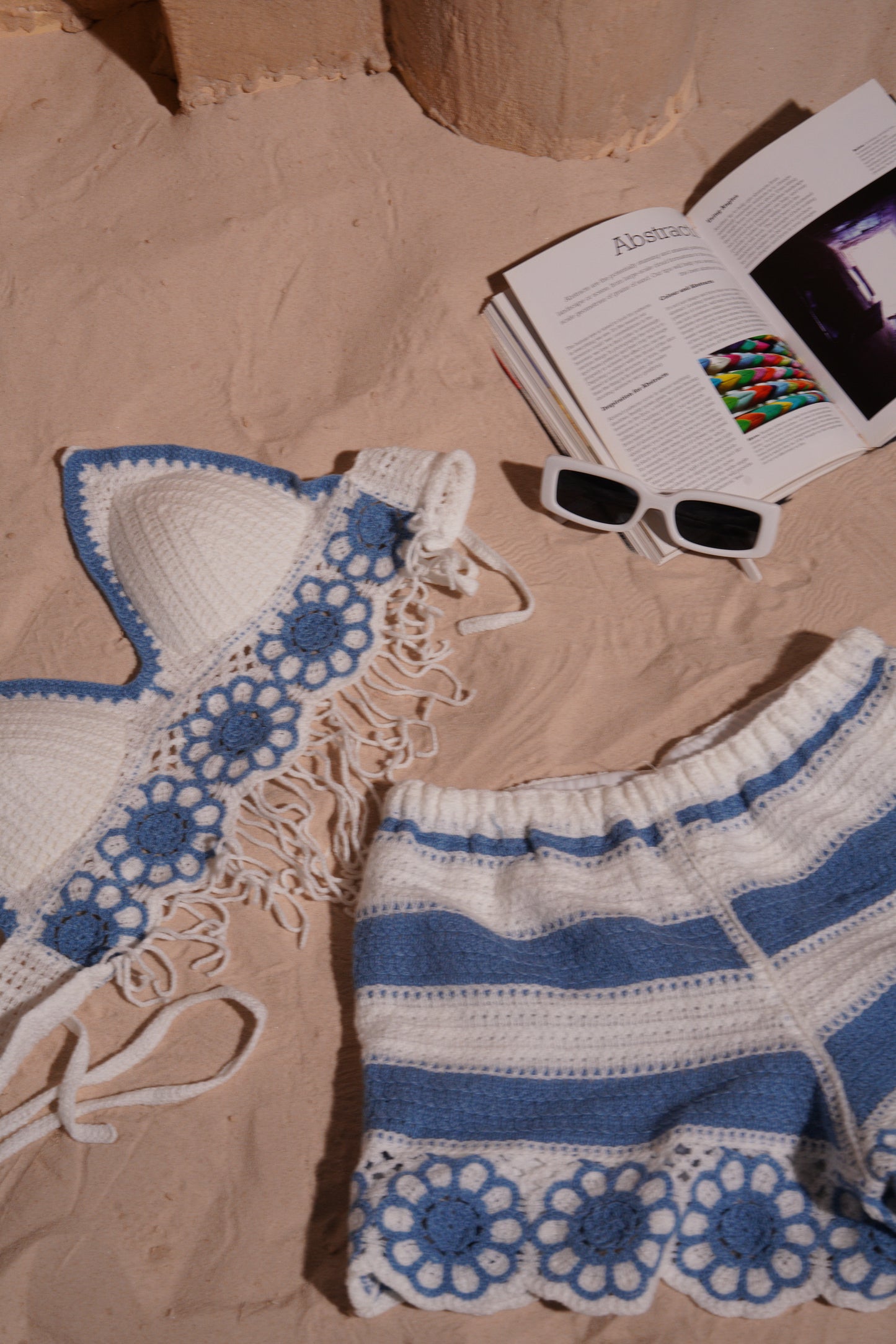 Blue*white short set