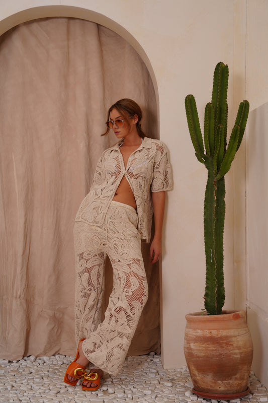Handmade half sleeve Beige set