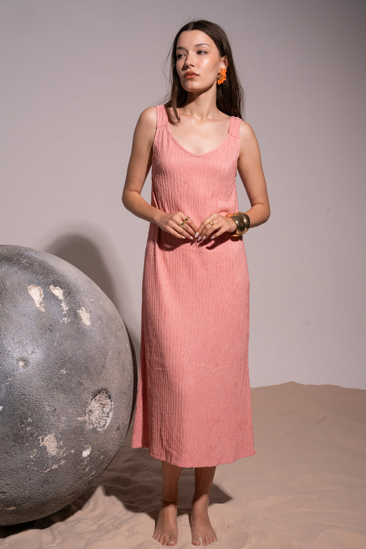 Cut pink long dress