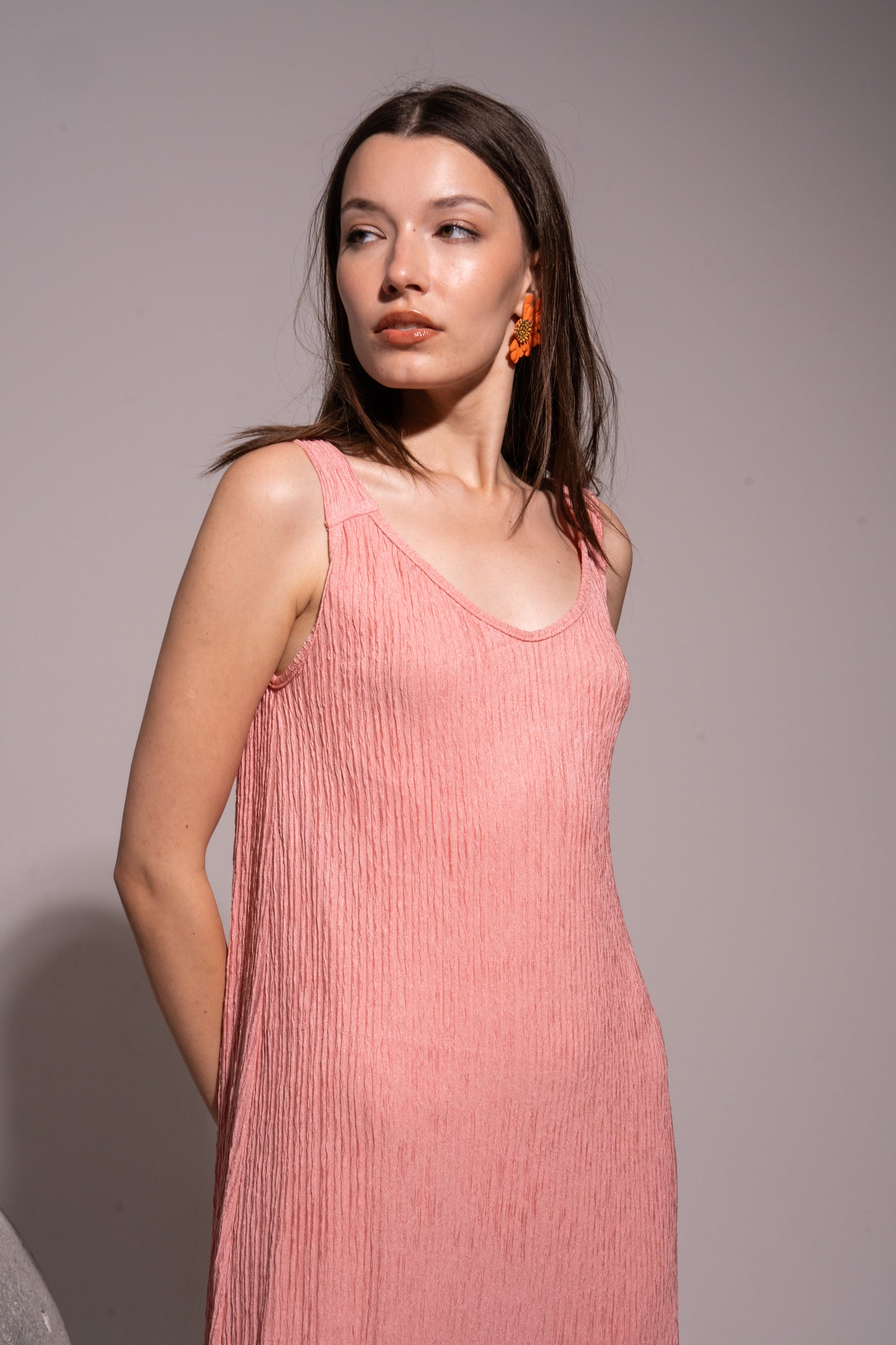 Cut pink long dress