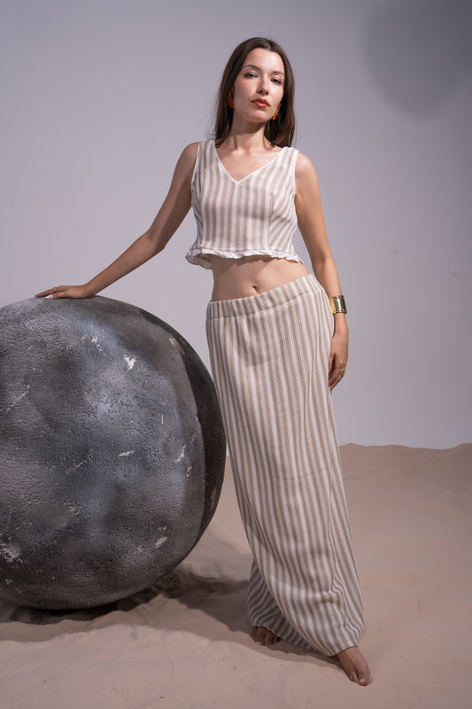 Cut top wz ruffles +skirt crochet set