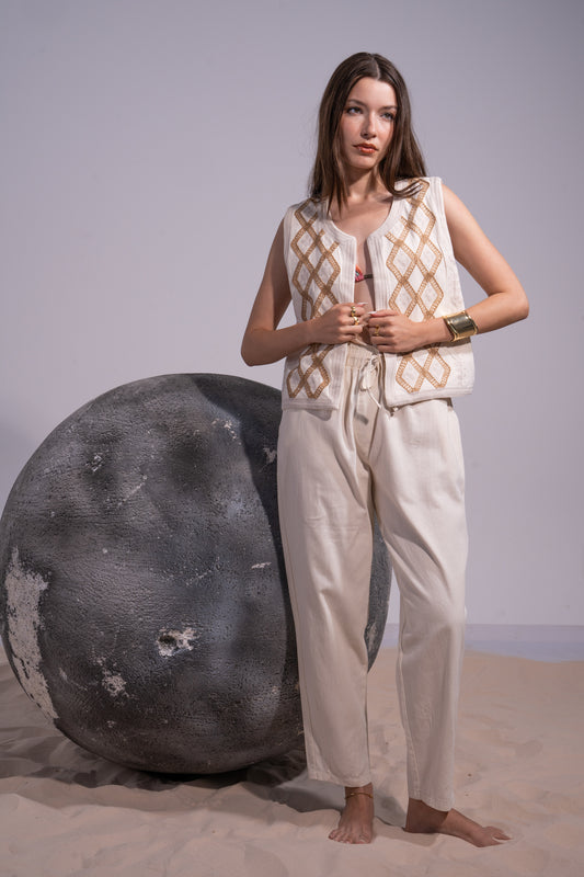 Beige boho patterned set
