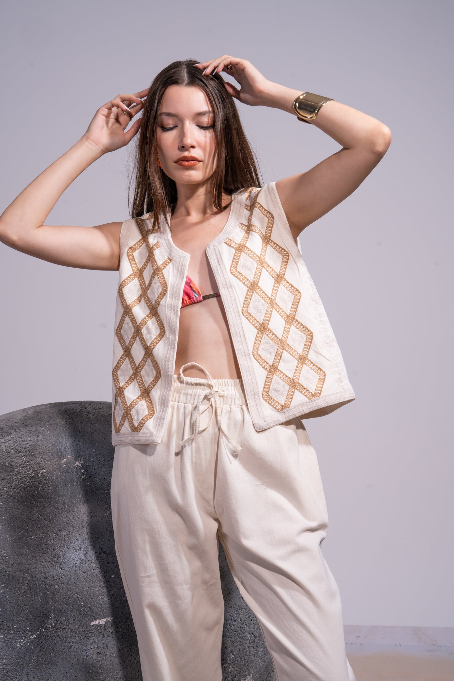 Beige boho patterned set