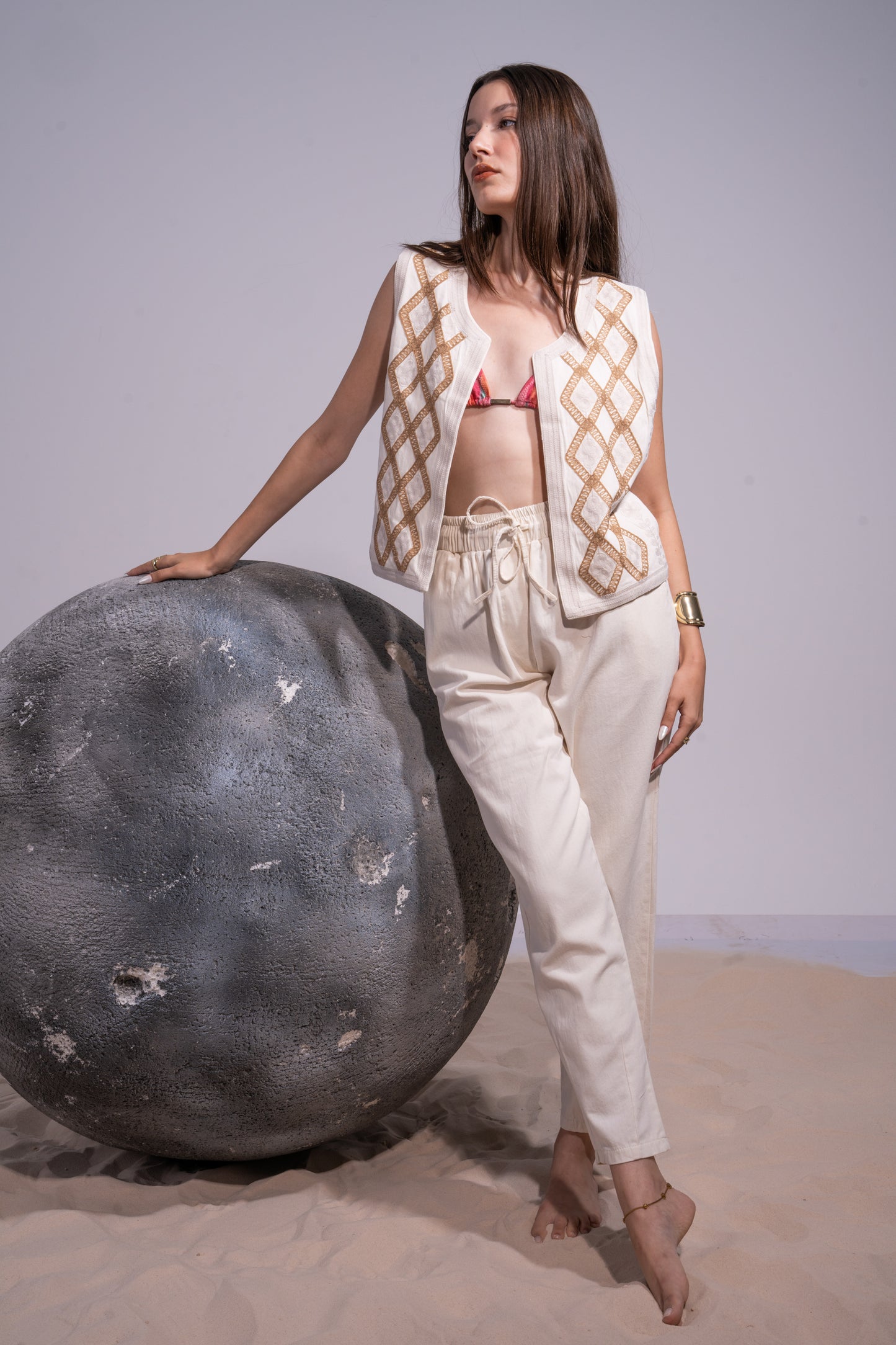 Beige boho patterned set