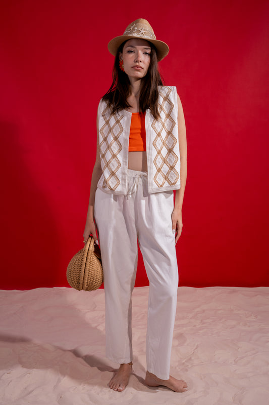 White boho patterned set