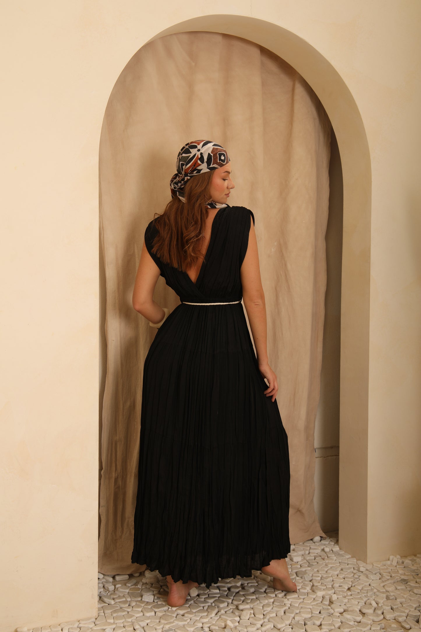Black cut long loose dress
