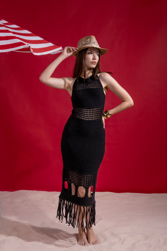 Black handmade long dress