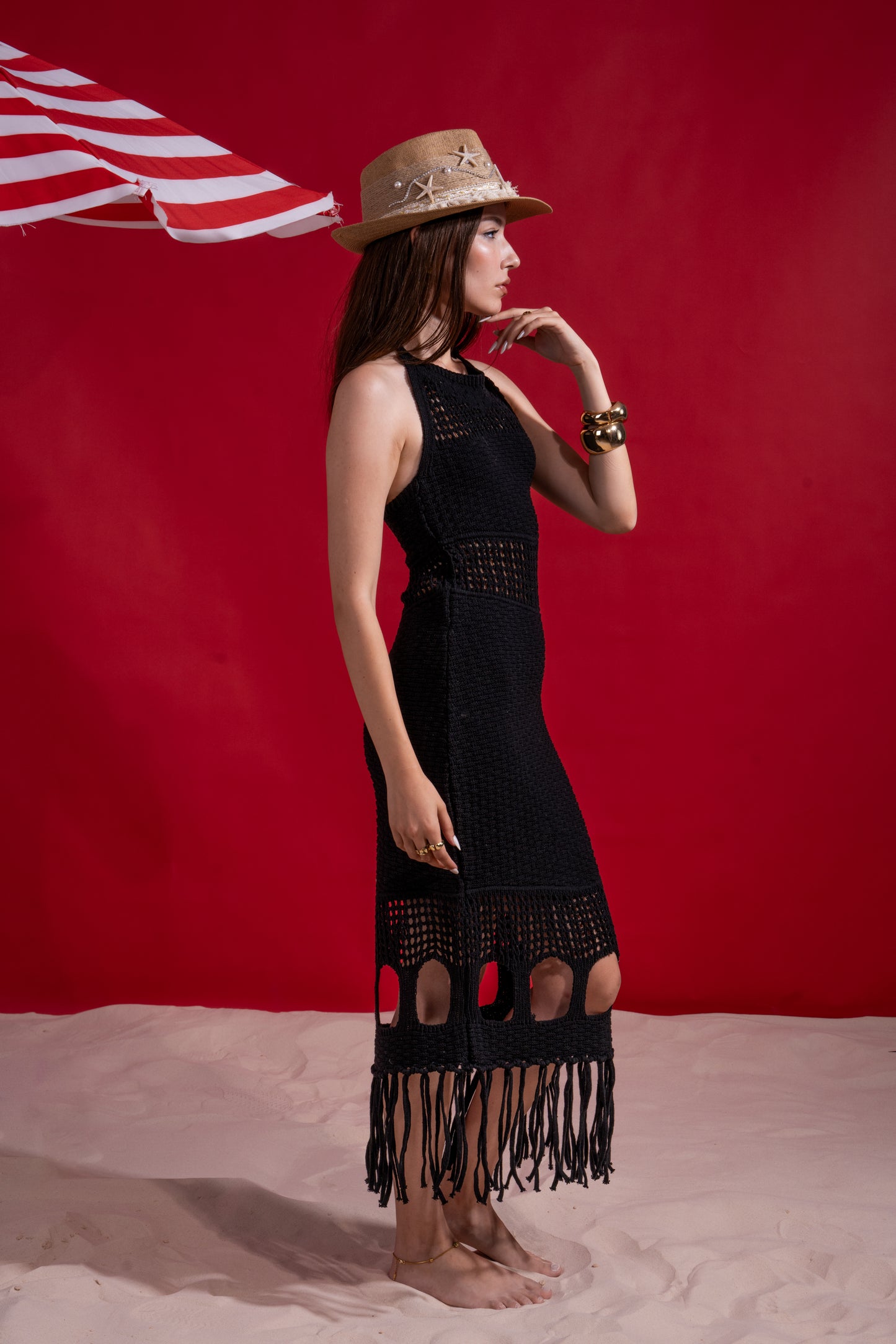 Black handmade long dress