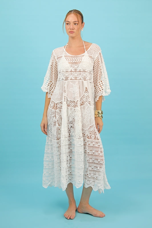 White Crochet Beach Dress