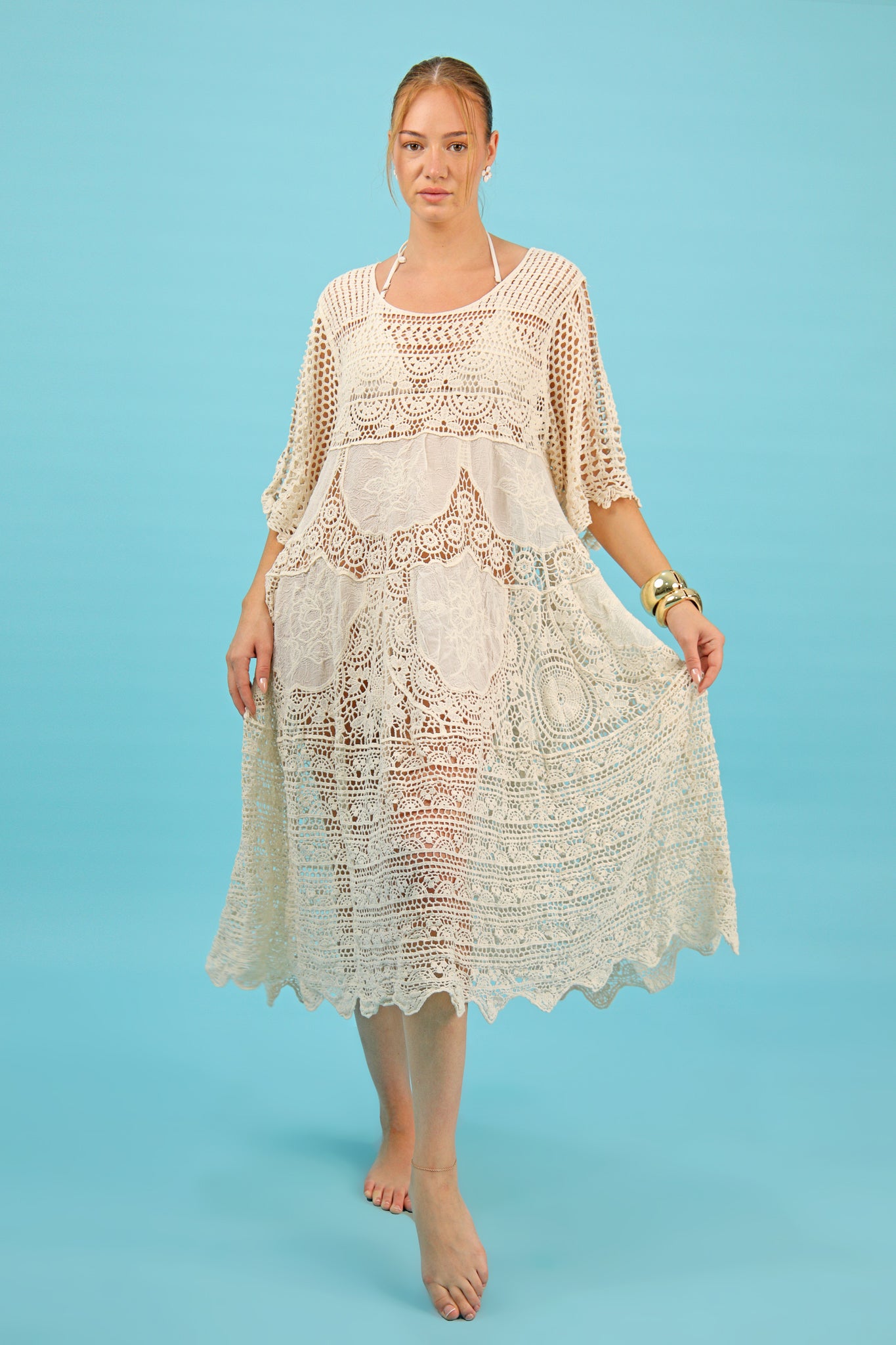 Beige Crochet Beach Dress