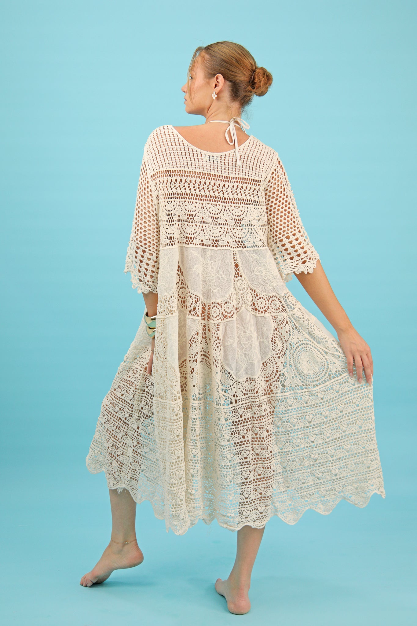 Beige Crochet Beach Dress