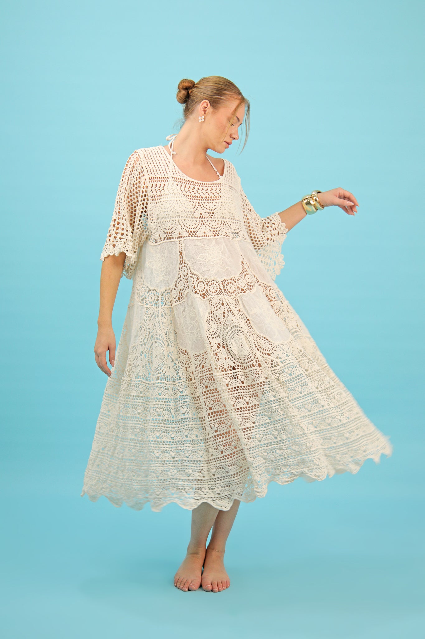 Beige Crochet Beach Dress