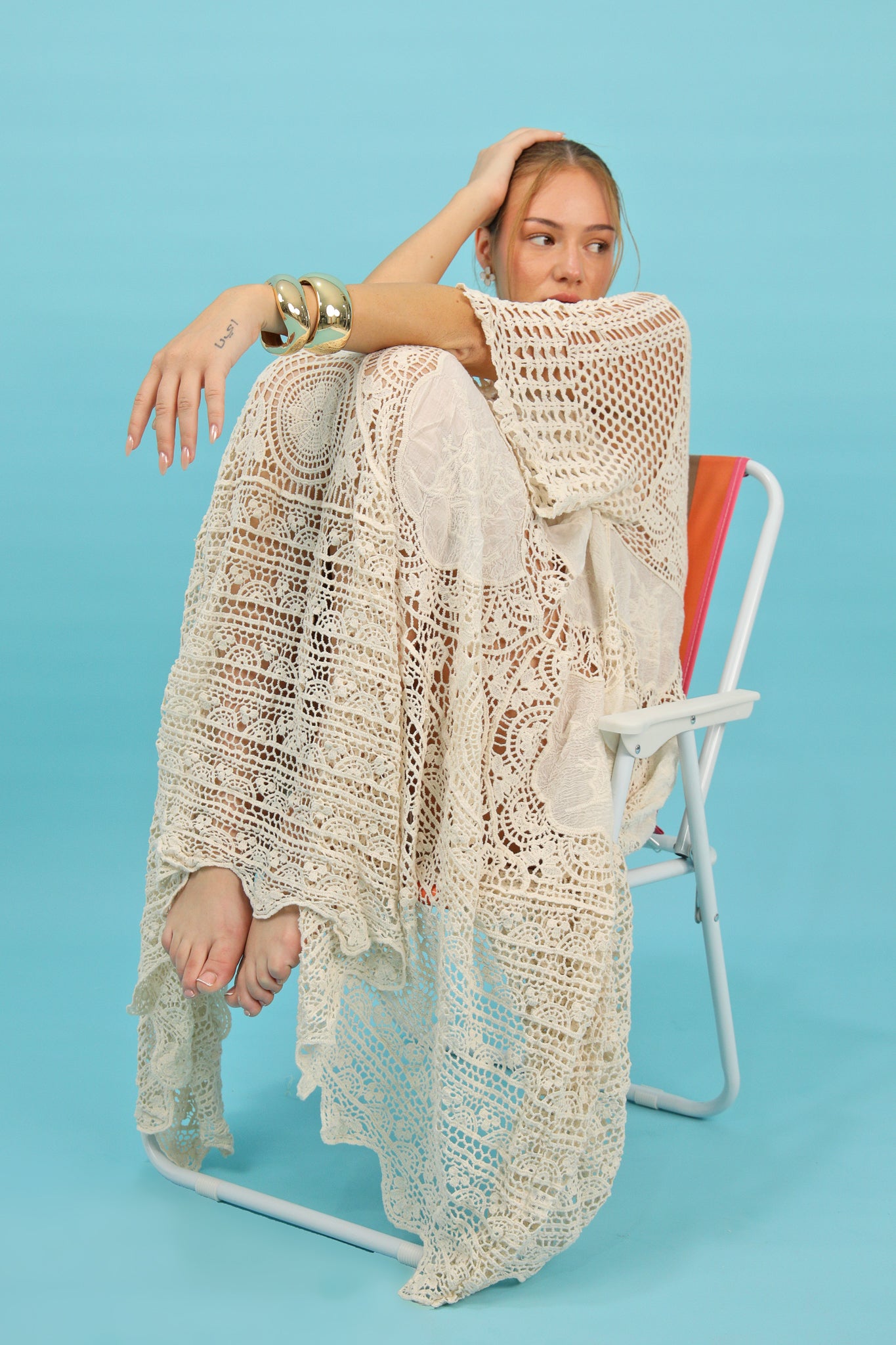 Beige Crochet Beach Dress
