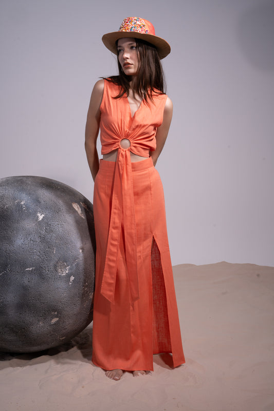 Orange linen 2 piece set
