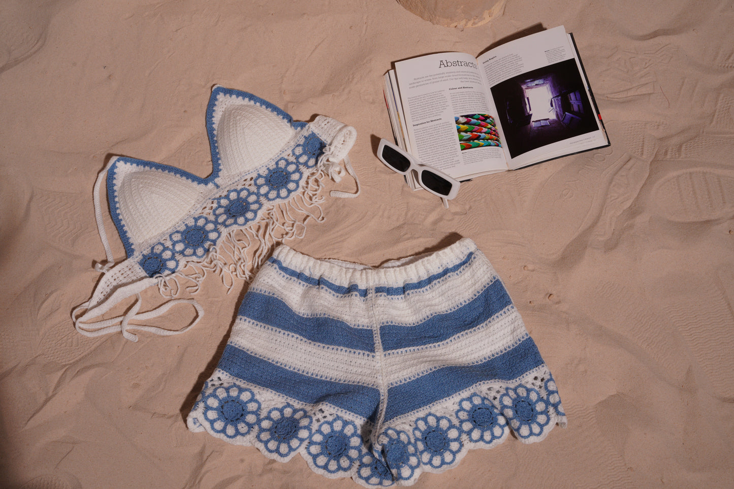 Blue*white short set