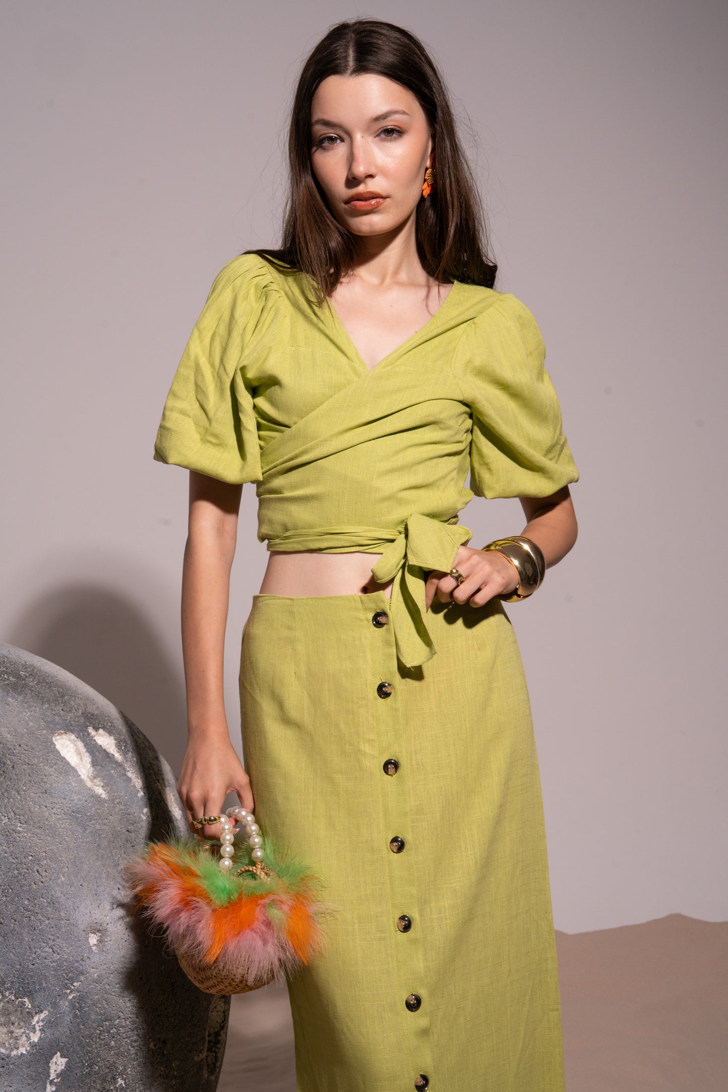 Apple green linen 2pc set